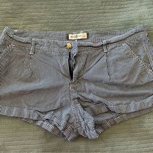 Abercrombie and Fitch Blue and White Checkered Women Shorts